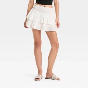 Bundle White Tiered Women's Skirt and denim shorts